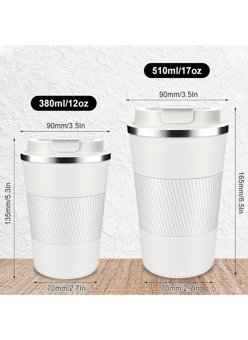Hihonor 510ml Stainless Steel Coffee Cup, Vacuum Insulated Travel Mug for Home Office Outdoor Works Great for Ice Drinks and Hot Beverage (White)  - Image 5