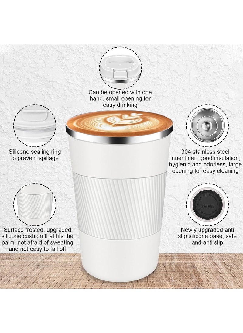 Hihonor 510ml Stainless Steel Coffee Cup, Vacuum Insulated Travel Mug for Home Office Outdoor Works Great for Ice Drinks and Hot Beverage (White)  - Image 4