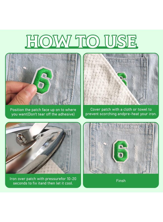 LAMAY 72PCS Iron-On Letters and Numbers for Fabric, Embroidered Patches A-Z, 0-9 for Clothes, Hats, Jeans (Green) - Image 5