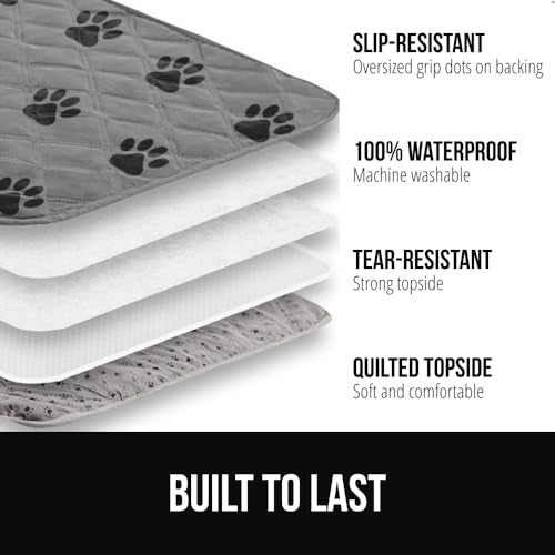 GORILLA GRIP Waterproof Dog Blanket Leakproof Couch Cover for Dogs Silicone Grip Backing Protects Sofa Sectional Bed Crate Car RV TearResistant Washable Senior Pet Blanket 30x70 Gray Paw - Image 3