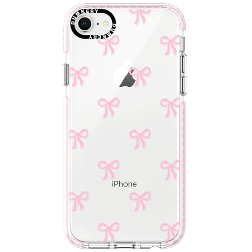 Dumkery Cute Phone Case Compatible with iPhone SE 2020/ SE 2022 Case, Bow Girly Aesthetic Pattern, iPhone 7/8 Case, Soft TPU Shockproof Bumper Cover for Girls Women Pink - Image 1