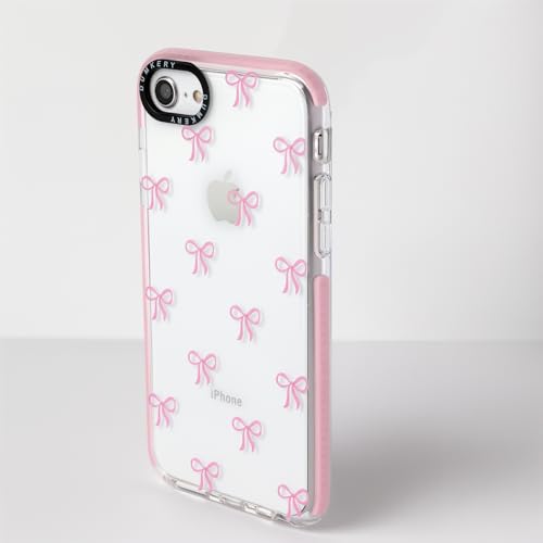 Dumkery Cute Phone Case Compatible with iPhone SE 2020/ SE 2022 Case, Bow Girly Aesthetic Pattern, iPhone 7/8 Case, Soft TPU Shockproof Bumper Cover for Girls Women Pink - Image 4
