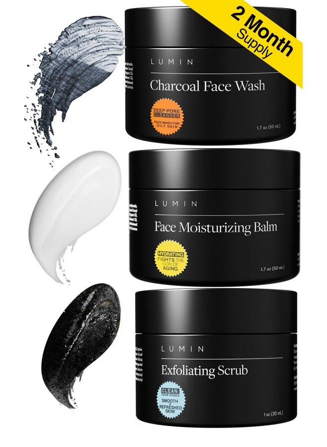 LUMIN Smooth Operator Detox Trio Men'S Skincare Kit Includes Charcoal Face Wash Daily Detox Charcoal Scrub Deep Detox & Daily Face Moisturizer Suitable For All Skin Types Two Month Supply - Image 1