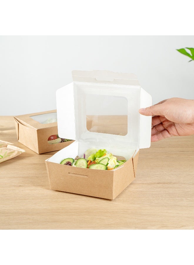 Restaurantware صناديق الطعام كافيه فيجن بسعة 41 أونصة، 200 صندوق هدايا مقاوم للشحوم - بأغطية مدمجة، نافذتان، صناديق براوني من ورق كرافت، للوجبات والحلويات، 5.3 × 6 × 2.6 إنش - Image 5