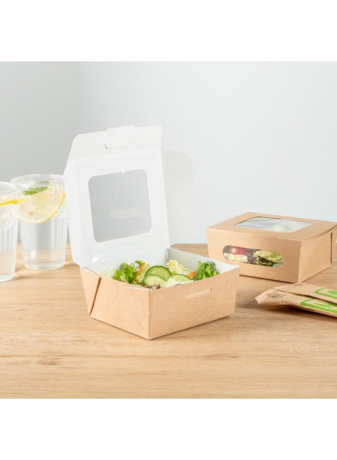 Restaurantware صناديق الطعام كافيه فيجن بسعة 41 أونصة، 200 صندوق هدايا مقاوم للشحوم - بأغطية مدمجة، نافذتان، صناديق براوني من ورق كرافت، للوجبات والحلويات، 5.3 × 6 × 2.6 إنش - Image 4