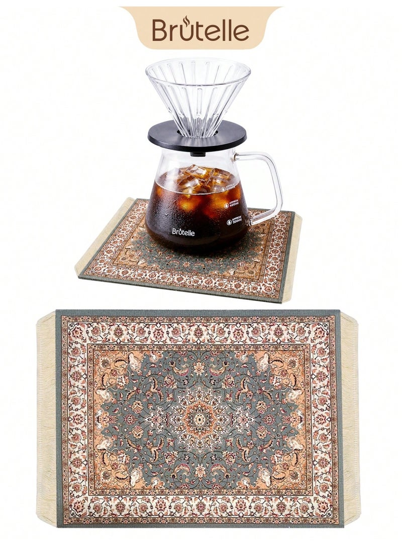 Brutelle V60 Coffee Mat Arabic Style Absorbent Insulated Coaster Coffee or Tea Coaster Table Mat Heat Resistant Drying Non-slip Coffee Coaster Suitable for Coffee Machine, Coffee Pot, Coffee Accessories, Ideal for Office Home Coffee Corner and Pour-over coffee1 Piece - Image 1