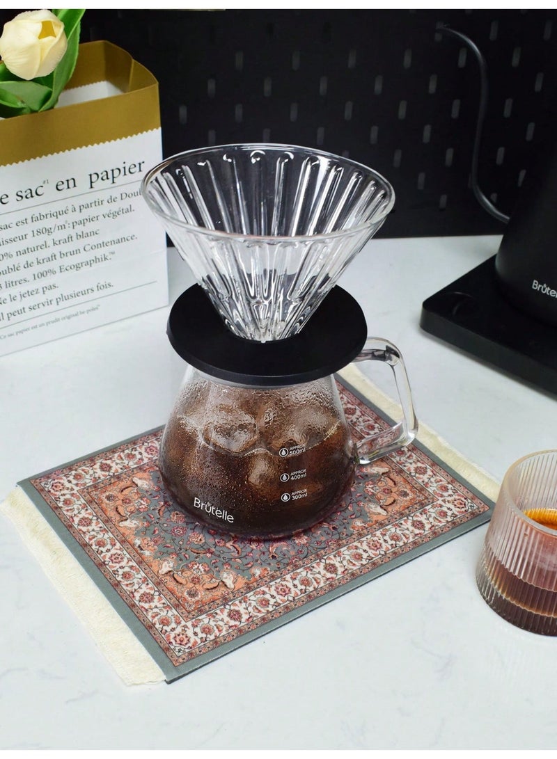Brutelle V60 Coffee Mat Arabic Style Absorbent Insulated Coaster Coffee or Tea Coaster Table Mat Heat Resistant Drying Non-slip Coffee Coaster Suitable for Coffee Machine, Coffee Pot, Coffee Accessories, Ideal for Office Home Coffee Corner and Pour-over coffee1 Piece - Image 2