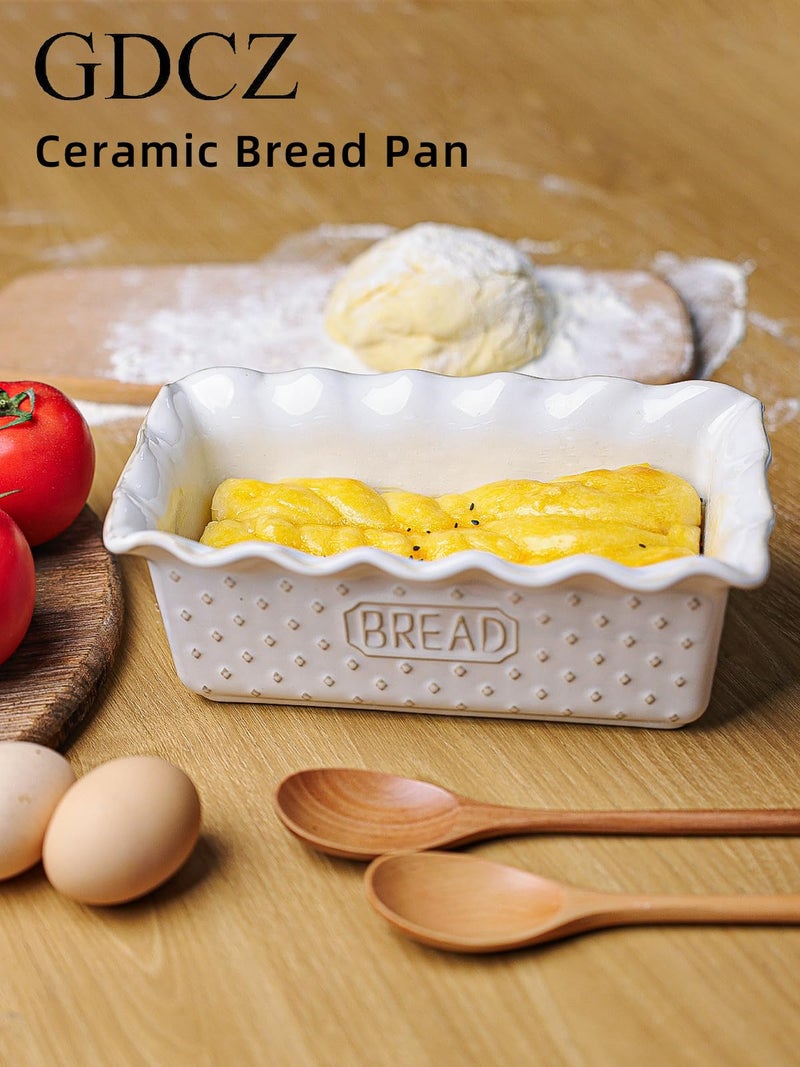 GDCZ Ceramic Loaf Pan for Baking Bread, Bread Pan, Nonstick Meatloaf Pan, Rectangular Bread Loaf Pan, Microwave & Dishwasher Safe (White) - Image 3