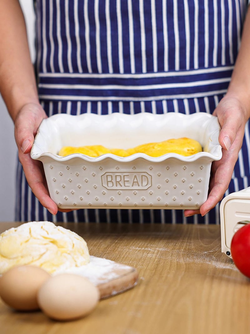 GDCZ Ceramic Loaf Pan for Baking Bread, Bread Pan, Nonstick Meatloaf Pan, Rectangular Bread Loaf Pan, Microwave & Dishwasher Safe (White) - Image 5