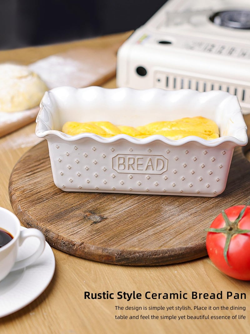 GDCZ Ceramic Loaf Pan for Baking Bread, Bread Pan, Nonstick Meatloaf Pan, Rectangular Bread Loaf Pan, Microwave & Dishwasher Safe (White) - Image 4