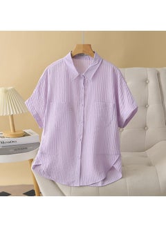 Plus Size Women's Shirt With Shoulder Short Sleeve Summer Cardigan 200kg Chubby Girl Pleated Shirt Loose Slim 660