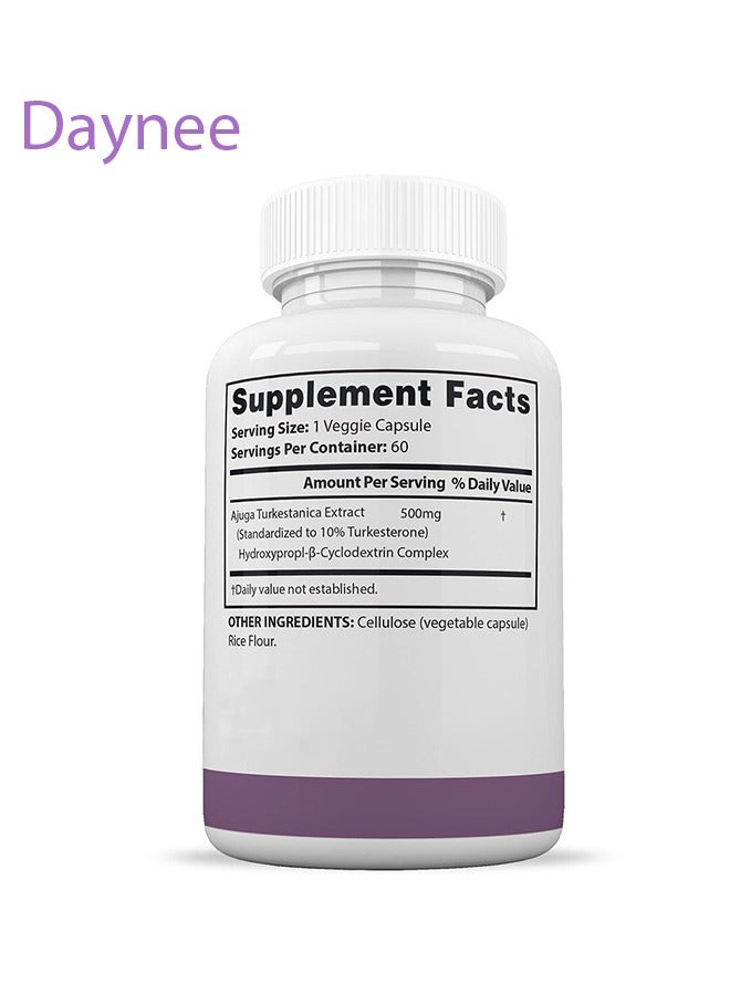 Daynee Turkesterone Turkesterone Hydroxypropyl-β-Cyclodextrin Complex Standardized To 10% Turkestrone 500Mg 60 Capsules Dietary Supplement - Image 2