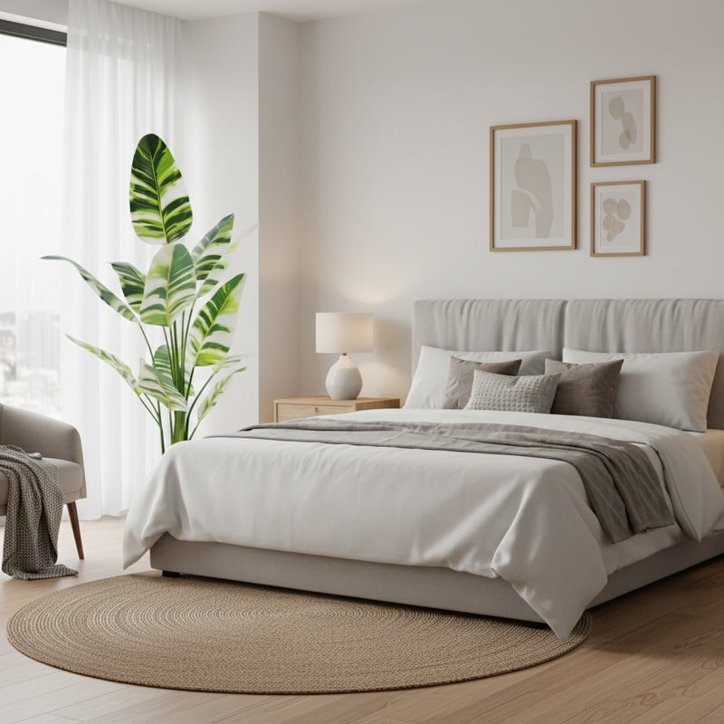 شاربدو 220 سم أبيض متنوع النخيل للمسافر النبات الاصطناعي مع 12 أوراق ، مناسبة للمكتب / مركز التسوق / استخدام داخلي / خارجي - Image 2