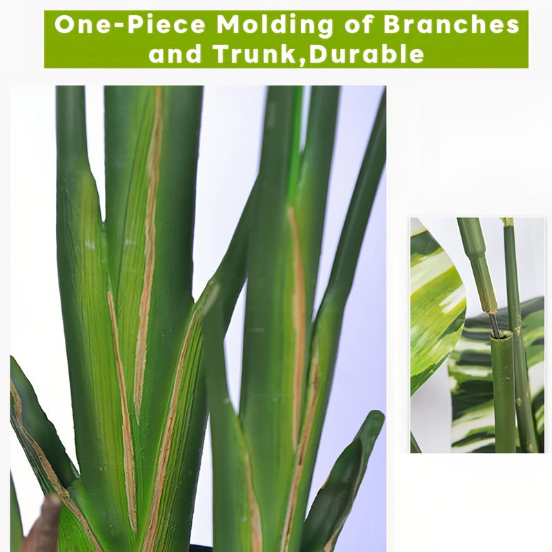 شاربدو شجرة صناعية كبيرة مقاس 220 سم، نبات صناعي من نخيل المسافر باللون الأبيض مع 12 ورقة، نبات صناعي محفوظ بوعاء لديكور المنزل، وأشجار صناعية طويلة لأرضية المكتب الحديثة الداخلية، شجرة واقعية مع وعاء - Image 5