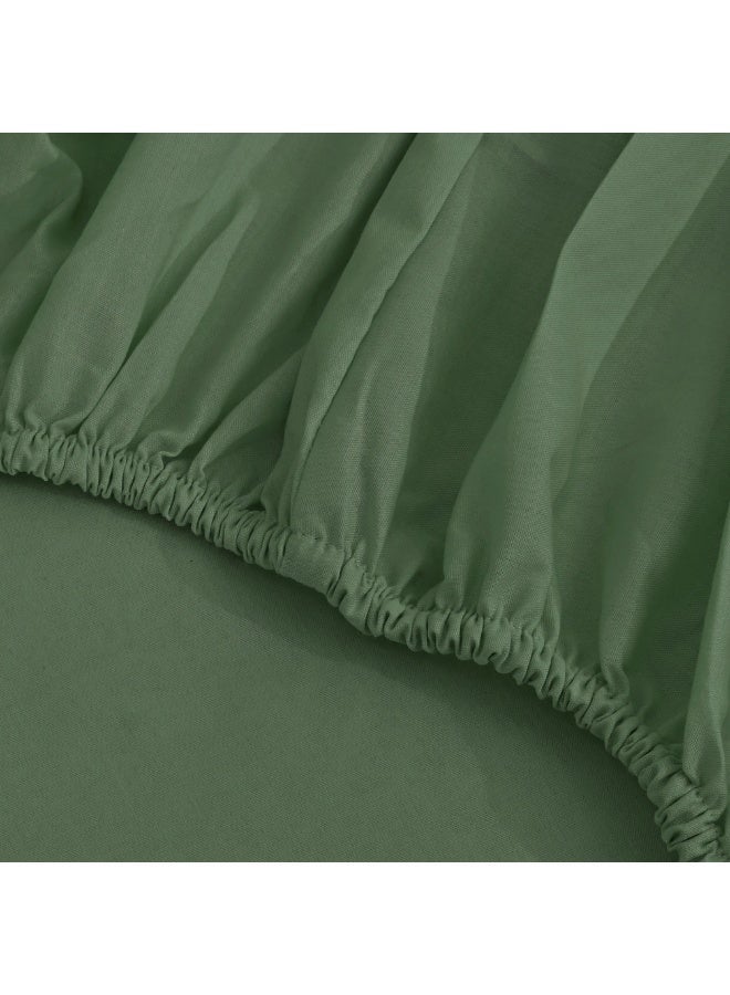 Relax Premium Luxury Bed Sheet Set – Extra Soft & Breathable & Skin-Friendly Fitted Sheet with Deep Elastic Pockets, 2 Pillowcase & 1 Fitted Sheet Included, Elegant Green , 160x200 cm - Image 2