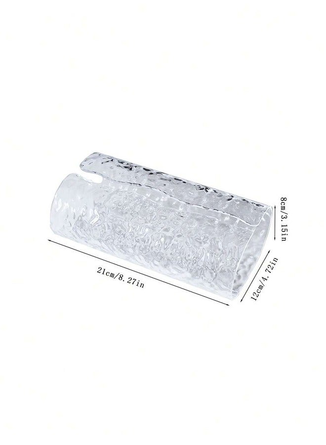 Clear Tissue Box Storage Box, Oval Bathroom Face Tissue Holder, Luxury Tissue Organizer for Living Room Coffee Table Traditional Wave Design - Image 2