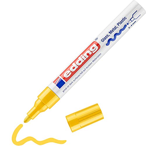 edding 750 Gloss Paint Marker - Yellow - 1 Paint Marker - Round Nib 2-4 mm - Paint Pen for Glass, Pebbles, Wood, Plastic, Paper - Waterproof, high Coverage - Image 4