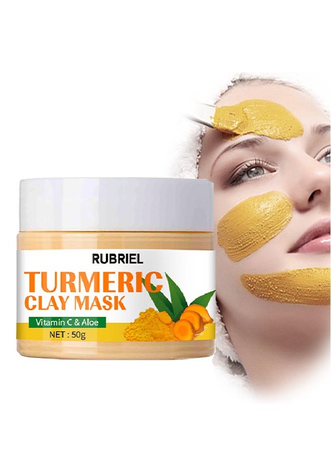RUBRIEL Turmeric Clay Mask, Vitaminc C &Aloe Hydrating Cleansing Blackheads, Skin lightening Care Brighten, Turmeric Clay Mask For Controlling Acne, Oil And Refining Pores, Reduce Blackheads Ance, Dark Spots - Image 1