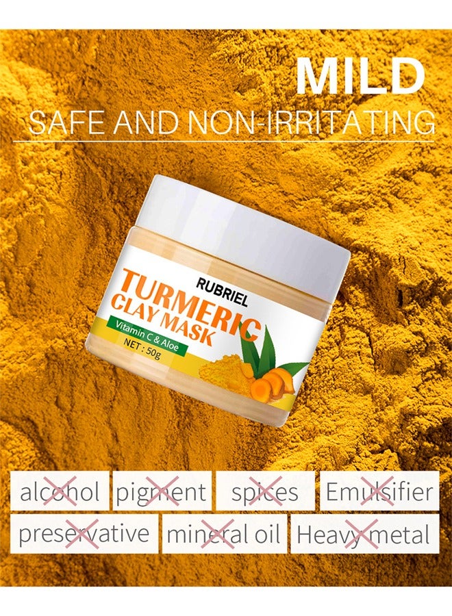 RUBRIEL Turmeric Clay Mask, Vitaminc C &Aloe Hydrating Cleansing Blackheads, Skin lightening Care Brighten, Turmeric Clay Mask For Controlling Acne, Oil And Refining Pores, Reduce Blackheads Ance, Dark Spots - Image 5