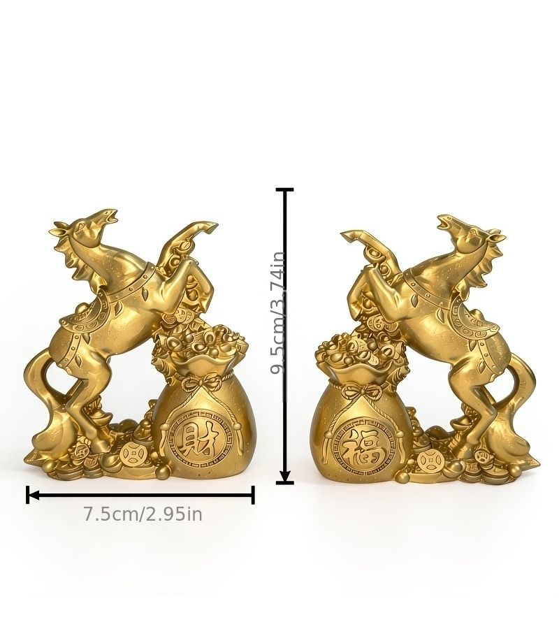 Gilded Wealth Galloping Horse Feng Shui Statue Resin Fortune Sculpture for Good Luck Office Desk Altar Decor Chinese Charm - Image 3