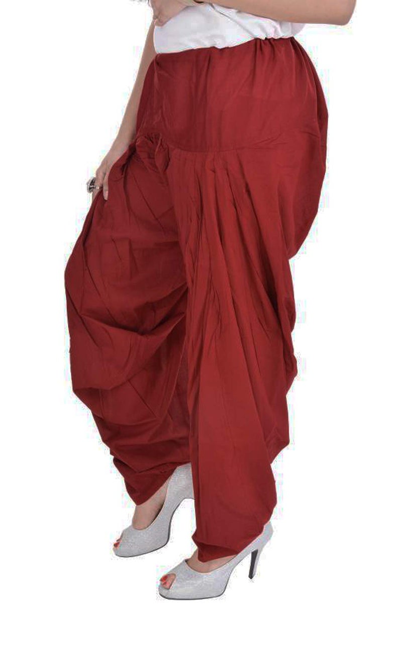ANARO Maroon Cotton Patiala Salwar(Pant) For Women (Size 48W X 39L) Fit Type : Mid Rise Loose Fit - Image 2