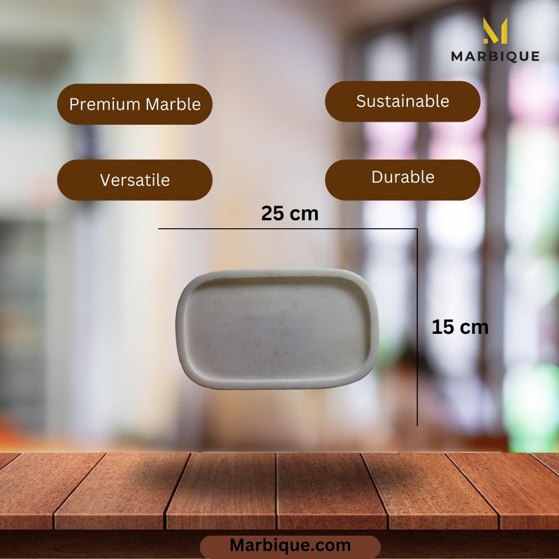 MARBIQUE Rectangle Shape White Marble Tray for Bathroom, Kitchen Serving, Dining Table Decoration and Gift (Vanity Platter, Rectangular) 25 × 15 cm - Image 4