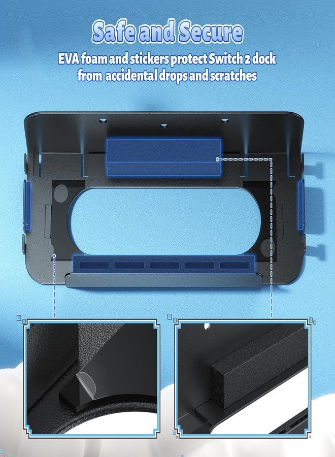 FASTSNAIL Switch2/1 Compatible: Wall Mount for Nintendo Switch 2 Console Organiser for Switch 2025, Shelf Base Kit behind TV, Switch 2 Accessories with 4 Joycon Hooks and 5 Card Slots - Image 2