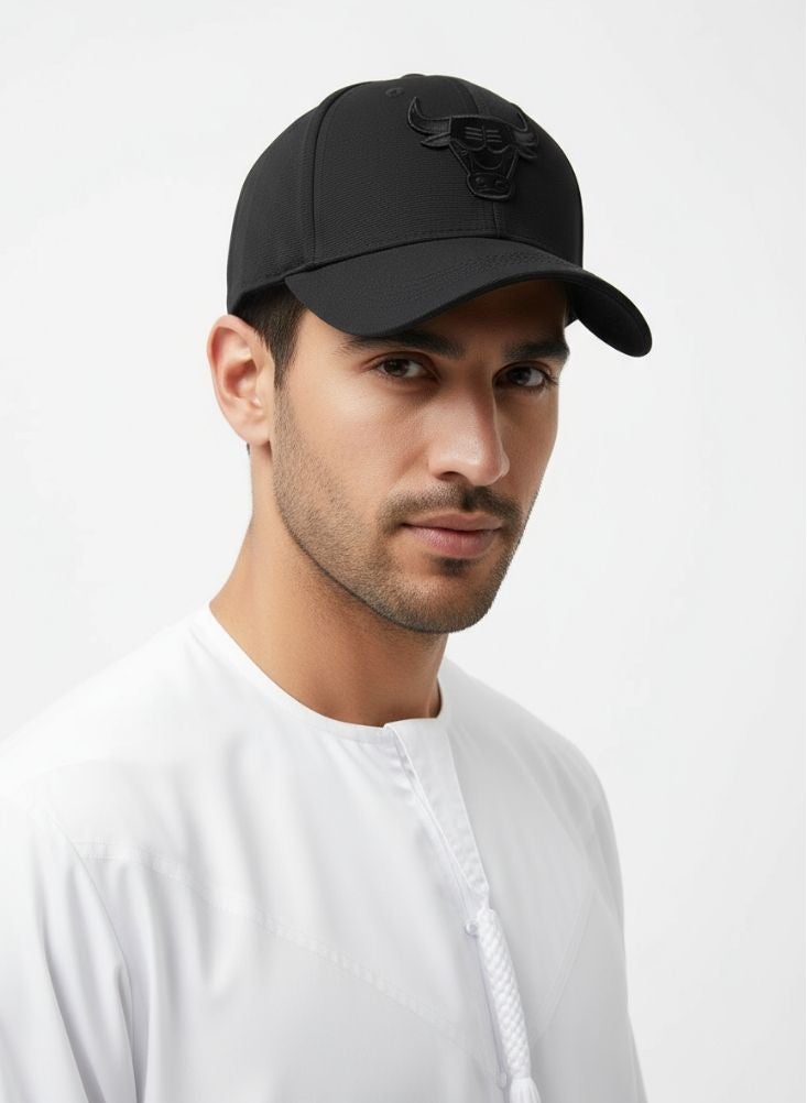 Premium Black Bull Embossed Cap – Sporty Curved Brim Adjustable Streetwear Hat - Image 5