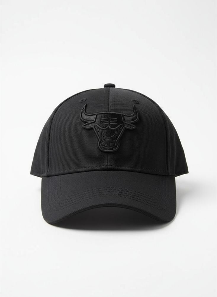 Premium Black Bull Embossed Cap – Sporty Curved Brim Adjustable Streetwear Hat - Image 1