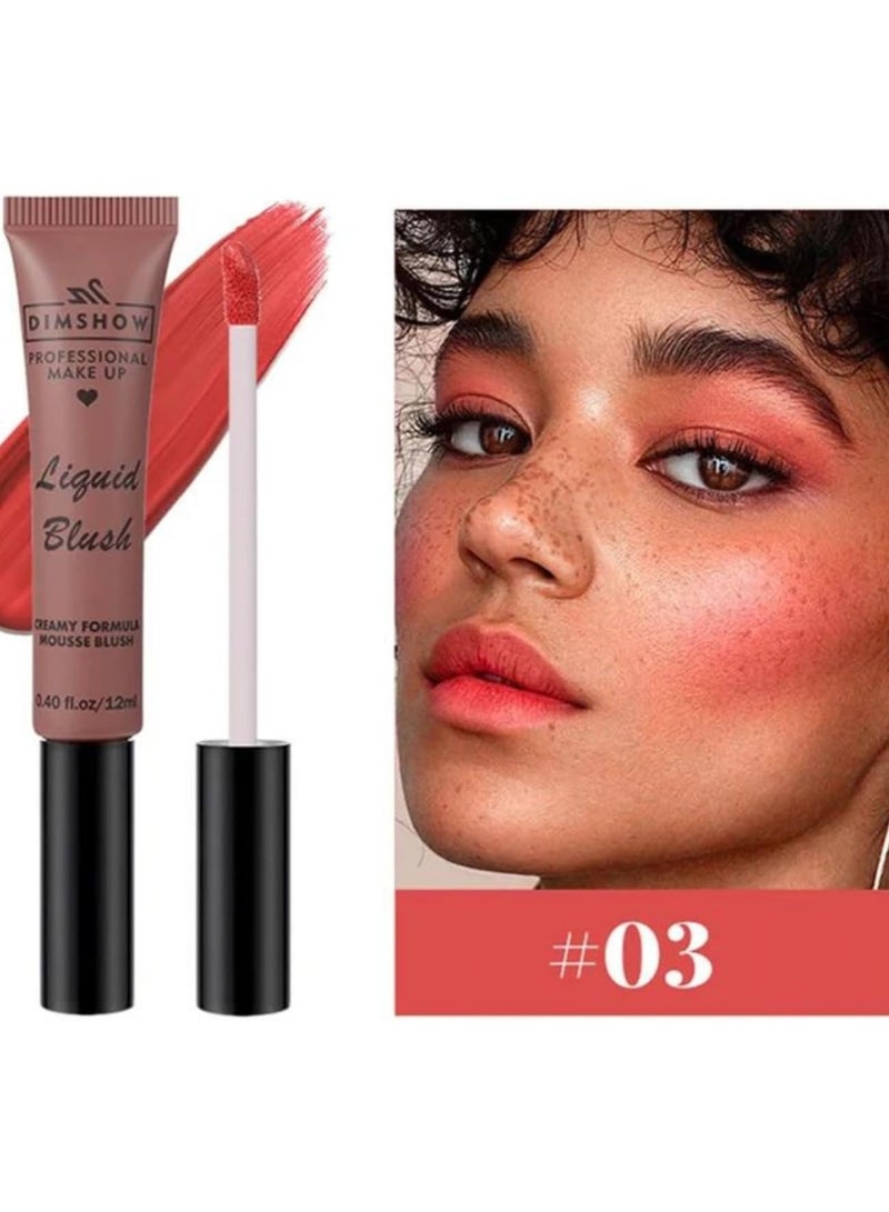 DIMSHOW Liquid Blush Creamy Formula Mousse Blush Creamy Liquid Matte Finish Blusher Face Beauty Makeup Liquid Tinted Mousse Blush Eyeshadow and Lipstick Long Wearing Moisturizing Blush 03 - Image 2