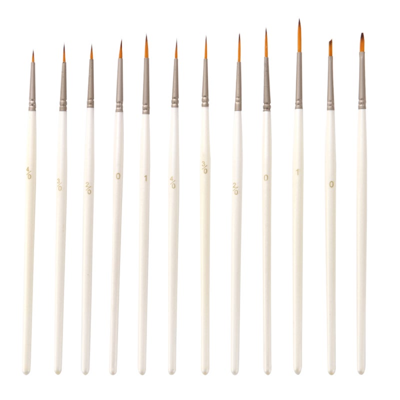 Acrylic Paint Brushes: 12 Premium Synthetic Nylon Tip Miniature Brushes - Soft Flexible Non-shedding Wooden Handle Paint Brushes for Kids Fine Detail Painting, Arts Crafts, Christmas Gift - Image 1