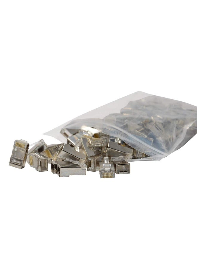 Pack of 100 Shielded Metal RJ45 Connectors – Cat5 for High-Performance Network Connections - Image 1