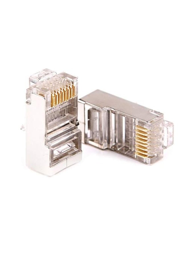 Pack of 100 Shielded Metal RJ45 Connectors – Cat5 for High-Performance Network Connections - Image 3