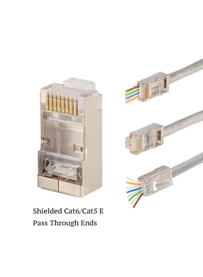 Pack of 100 Shielded Metal RJ45 Connectors – Cat5 for High-Performance Network Connections - Image 2
