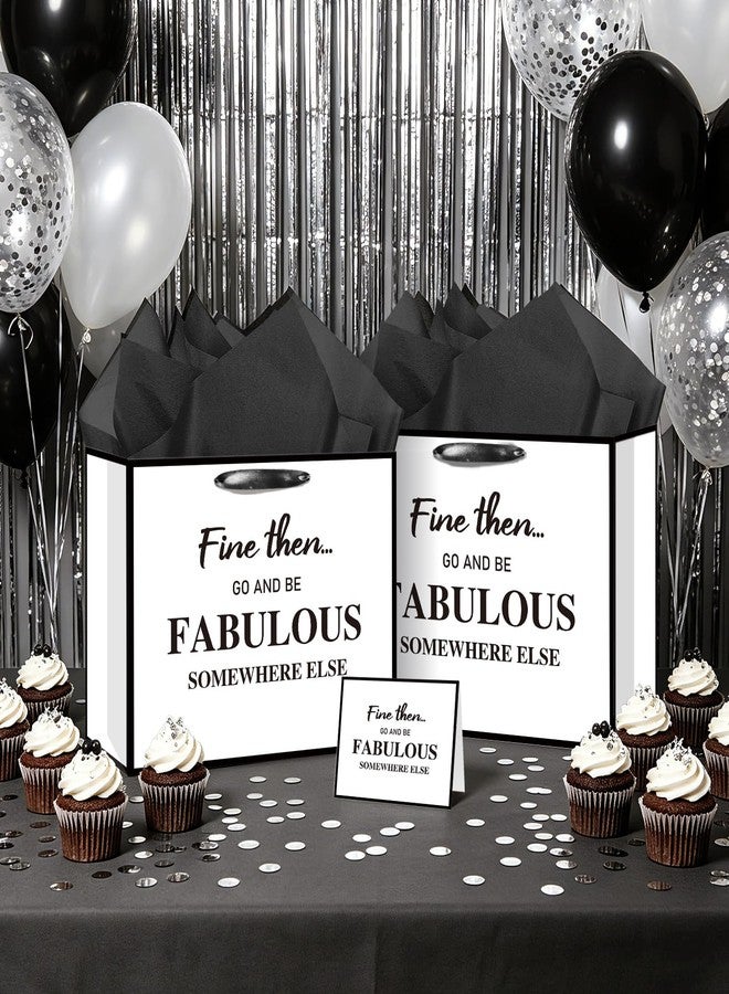Wayyogh Farewell Going Away Gift Bag,Black White Fine Then and Go Fabulous Somewhere Else Paper Bags with Wrapping Tissue Greeting Card for Men Women Moving Away,Goodbye,Retirement,Coworker Leaving Party Supplies Decorations Good Luck Finding Better Coworkers Than Us Rude That You're Leaving But Ok Decor - Image 2