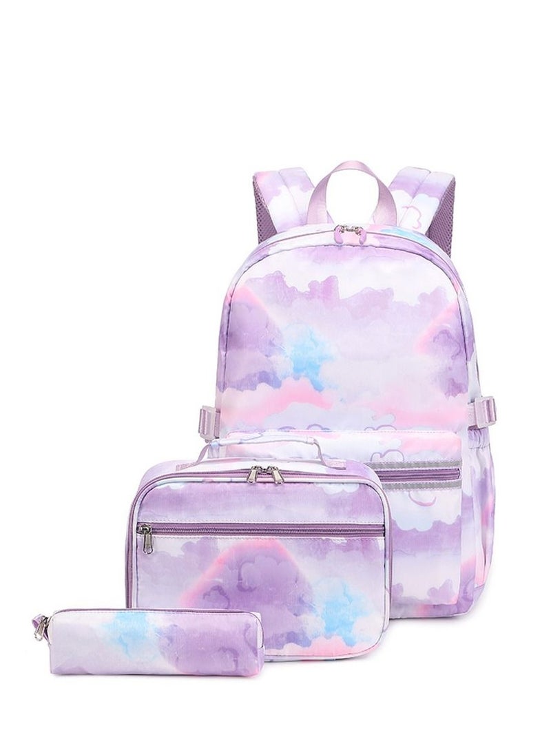 Y&D 3-Piece Fresh Contrasting Colors Style School Backpacks For Girls Reduced Weight Printed Backpacks Set  - Image 1
