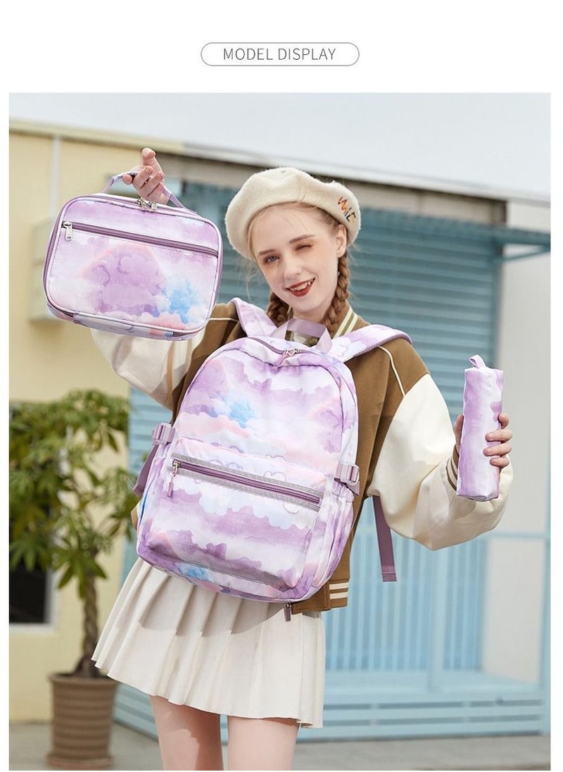 Y&D 3-Piece Fresh Contrasting Colors Style School Backpacks For Girls Reduced Weight Printed Backpacks Set  - Image 4