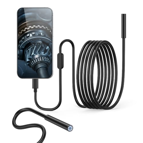 FREDI HD PLUS Non WiFi Endoscope Camera with Light | 1080P HD Borescope with 8 Lights | Waterproof 16.4FT Semi-Rigid Cord for Pipe Inspection | Industrial Endoscope for Phones - Image 1