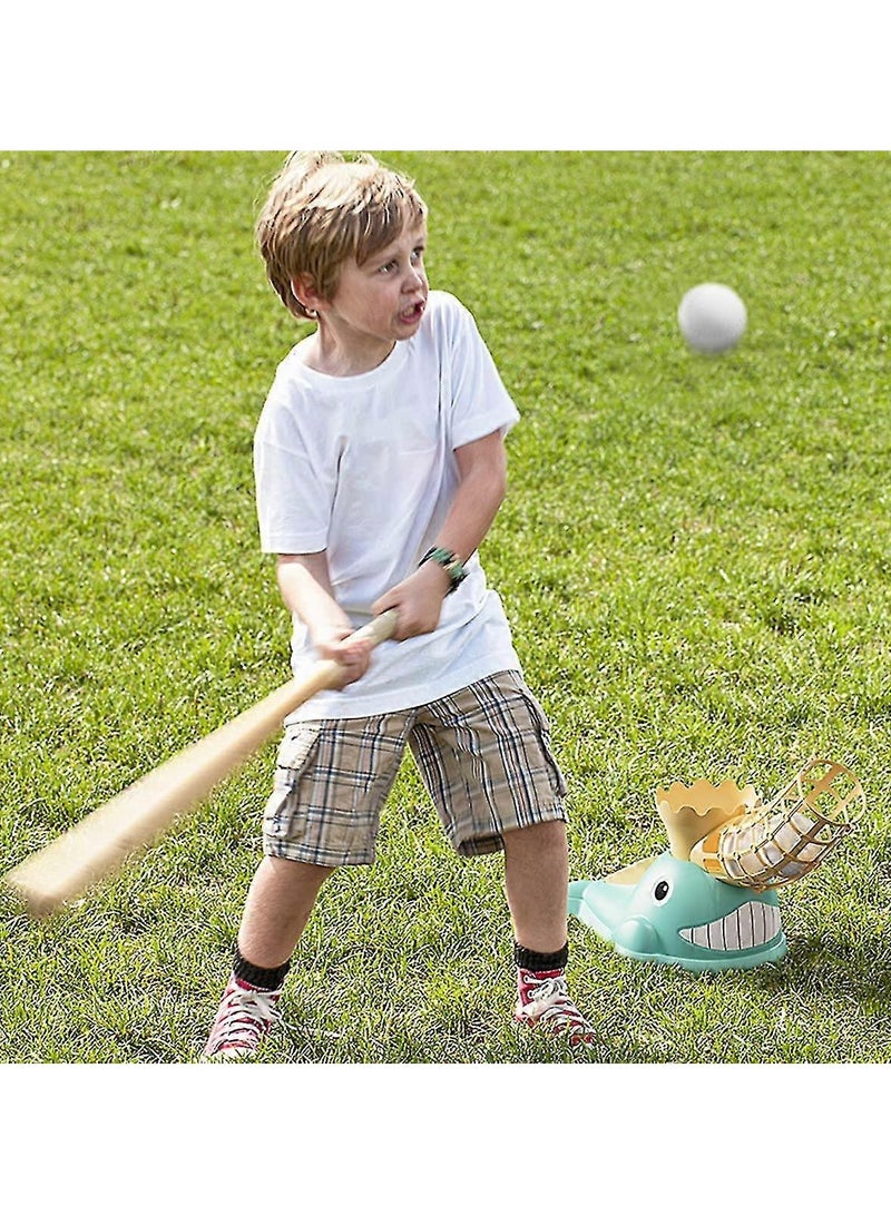 يونيكبيبي لعبة آلة رمي البيسبول للأطفال، مجموعة تدريب رياضية خارجية، قاذف بالقدم بشكل حوت مع مضرب و6 كرات، لعبة رمي والتقاط للحديقة، هدية ممتعة للأولاد والبنات - Image 1