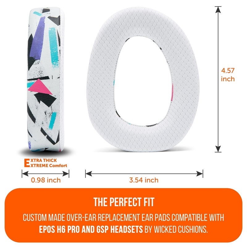 WC Freeze EPOS H6 Pro - Cooling Gel Earpads for EPOS H6 Pro/Sennheiser GSP 600 / GSP500 / GSP550 / GSP670, Made by Wicked Cushions - Enhance Comfort, Durability, Thickness | 90's White - Image 5