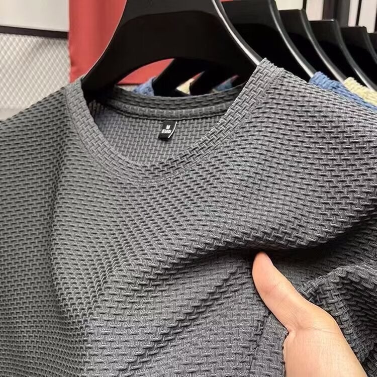 Fashion Solid Color T-Shirt Men'S Round Neck Short-Sleeved T-Shirt 2025 Thin Half-Sleeved Simple Trendy All-Match Top - Image 5