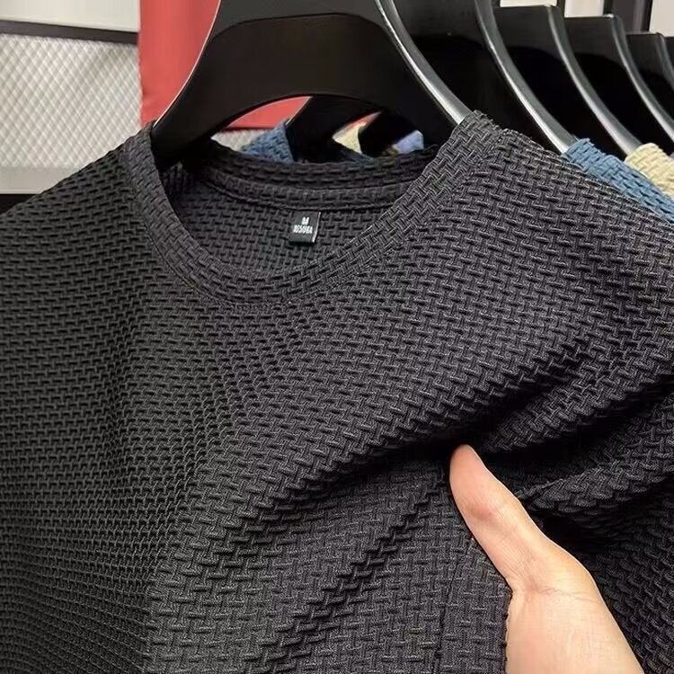 Fashion Solid Color T-Shirt Men'S Round Neck Short-Sleeved T-Shirt 2025 Thin Half-Sleeved Simple Trendy All-Match Top - Image 4
