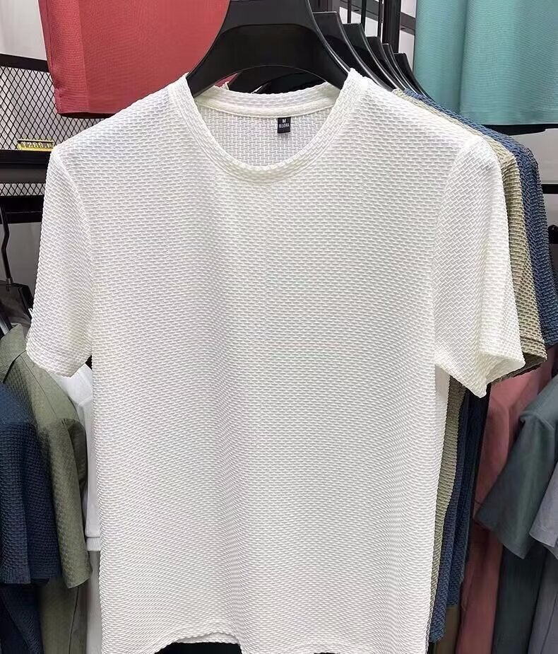 Fashion Solid Color T-Shirt Men'S Round Neck Short-Sleeved T-Shirt 2025 Thin Half-Sleeved Simple Trendy All-Match Top - Image 1