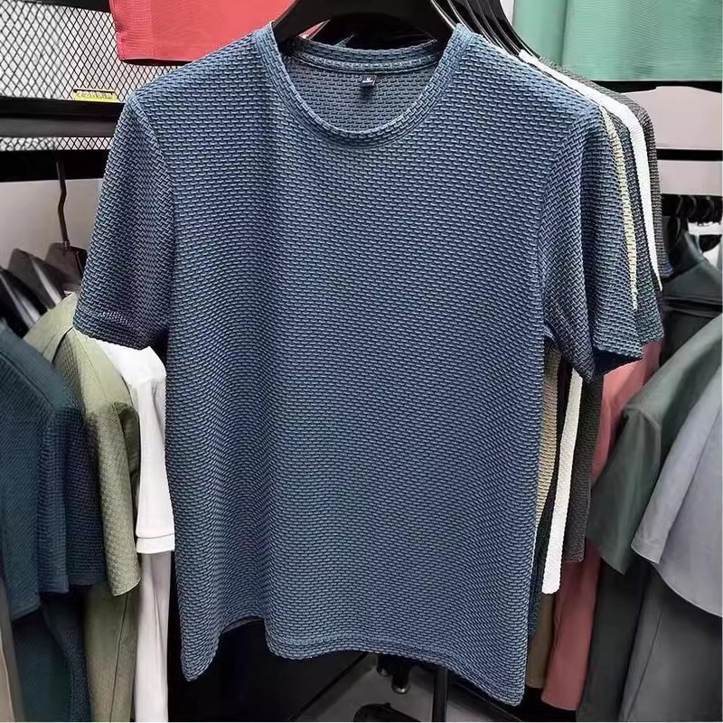 Fashion Solid Color T-Shirt Men'S Round Neck Short-Sleeved T-Shirt 2025 Thin Half-Sleeved Simple Trendy All-Match Top - Image 3