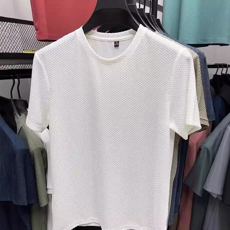 Fashion Solid Color T-Shirt Men'S Round Neck Short-Sleeved T-Shirt 2025 Thin Half-Sleeved Simple Trendy All-Match Top - Image 2
