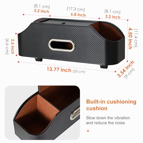Sancaral Car Rear Backseat Extra Multifunctional Drink Cup Holder Organizers with Tissue Storage Box Organizer & Hooks for Car Seat Back. imitation carbon fiber texture - Image 5