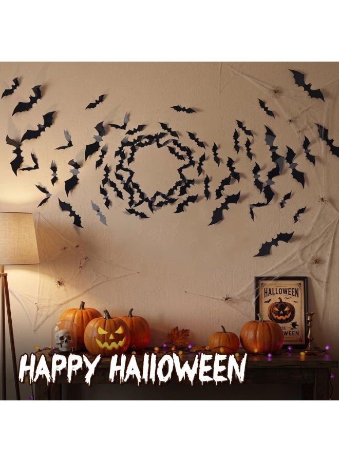 Halloween 12Pcs Halloween Bats Wall Decor with 12 Color Changing Lights, 3D Light Up Bats with Remote Timer, 10 Different Size PET LED Bat Wall Stickers for Bedroom Window Spooky Decor Home Decals - Image 5