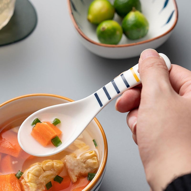 Japanese Style Ceramic Soup Spoons Set 4Pcs Porcelain Tableware for Home Kitchen Dining - Image 5