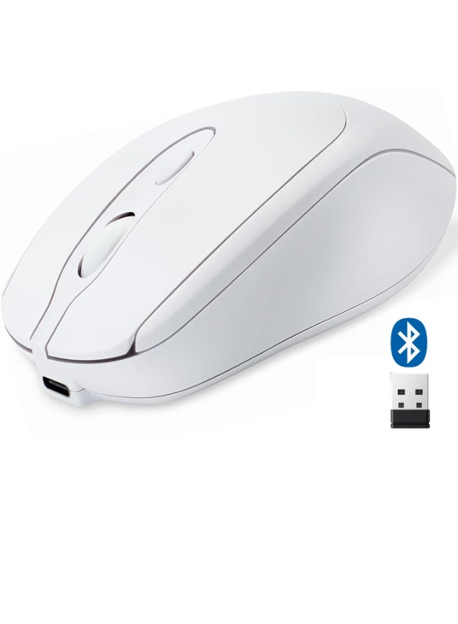 ماوس لاسلكي ثنائي الوضع بتردد 2.4 جيجاهرتز، بلوتوث 5.2، نقرة صامتة، تصميم مريح - مستشعر بصري بدقة 1600 نقطة في البوصة، قابل لإعادة الشحن عبر منفذ USB-C لأجهزة الكمبيوتر المحمولة/الشخصية/آيباد/ماك بوك برو/إير - Image 1