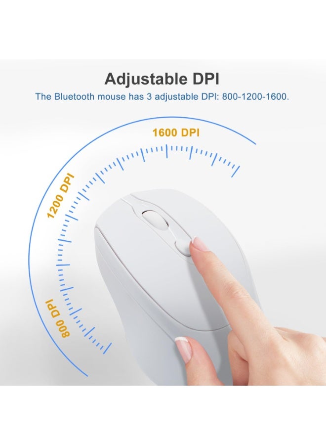 ماوس لاسلكي ثنائي الوضع بتردد 2.4 جيجاهرتز، بلوتوث 5.2، نقرة صامتة، تصميم مريح - مستشعر بصري بدقة 1600 نقطة في البوصة، قابل لإعادة الشحن عبر منفذ USB-C لأجهزة الكمبيوتر المحمولة/الشخصية/آيباد/ماك بوك برو/إير - Image 3